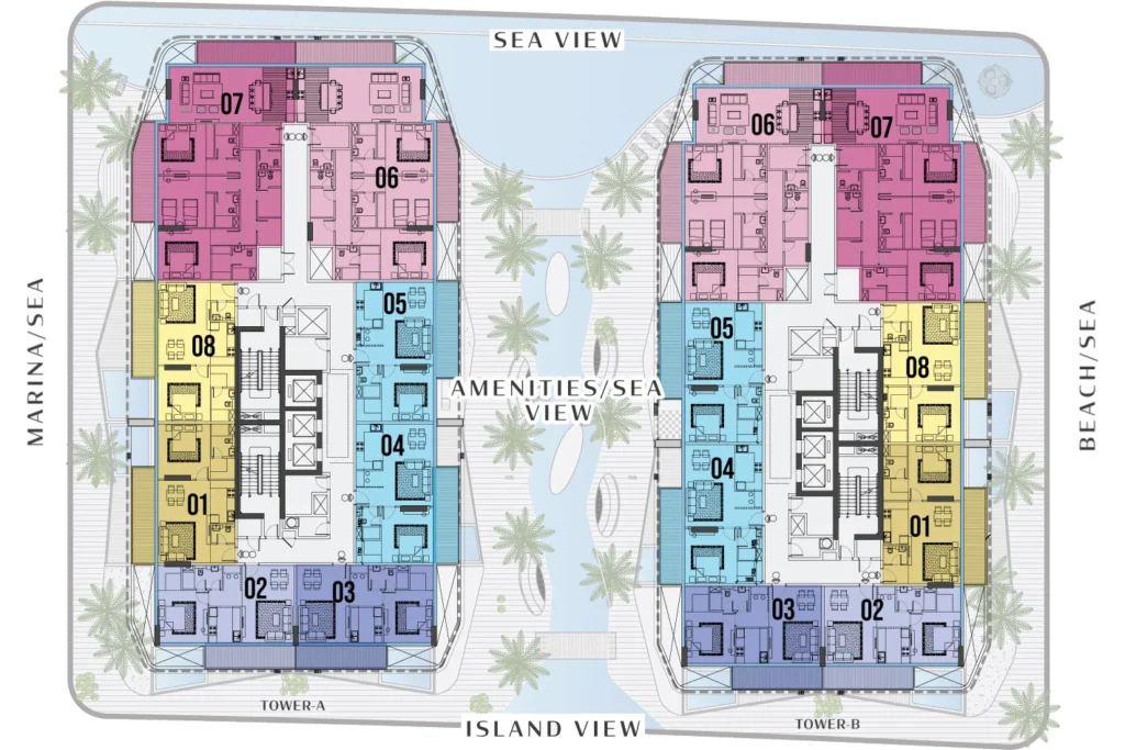 Hatimi by Fakhruddin Properties - Simplex Apartments 1B & 3B - Floor Plan