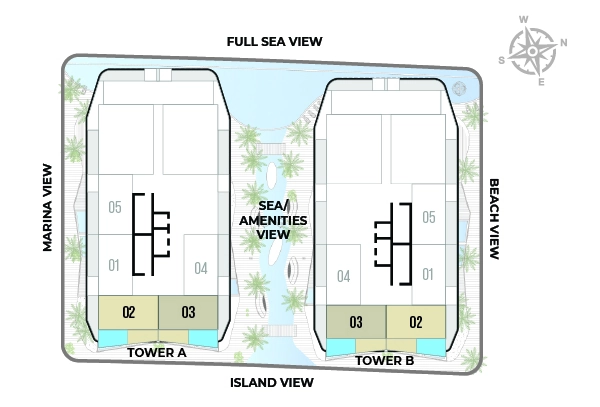 Hatimi by Fakhruddin Properties - One Bedroom with Jacuzzi Type 3 Location