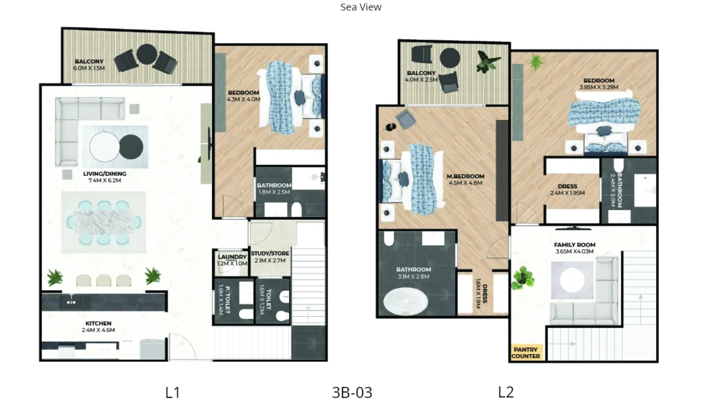 Hatimi by Fakhruddin Properties - 3B Duplex 03 Floor plan