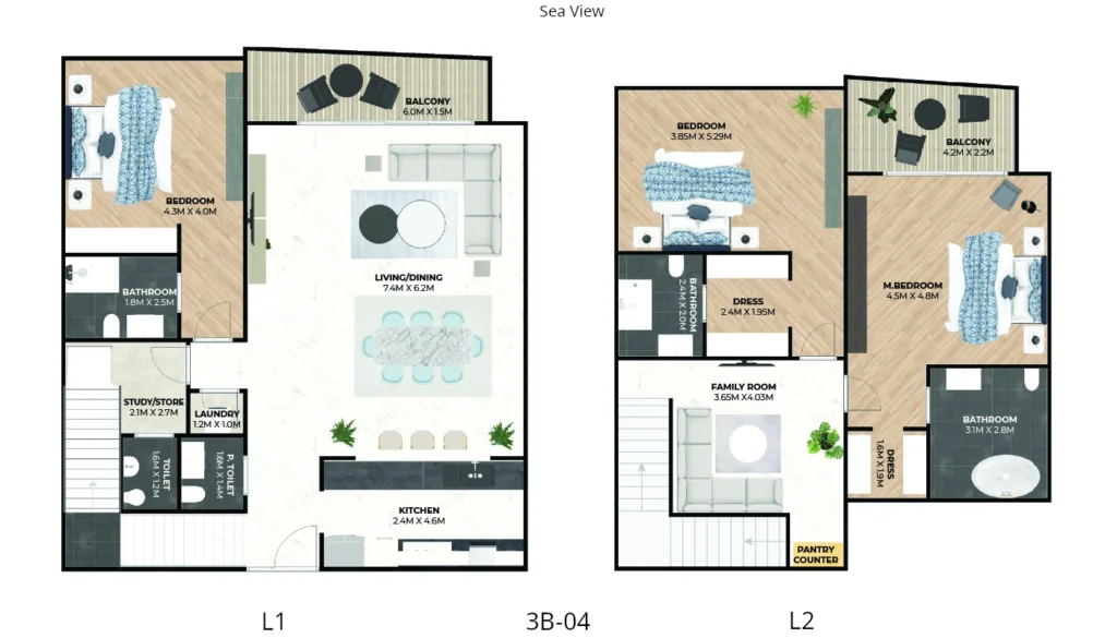 Hatimi by Fakhruddin Properties - 3B Duplex 04 Floor plan