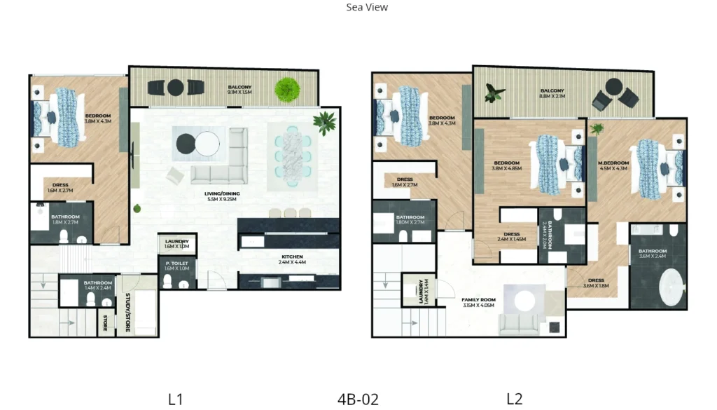 Hatimi by Fakhruddin Properties - 4B Duplex 02 Floor plan