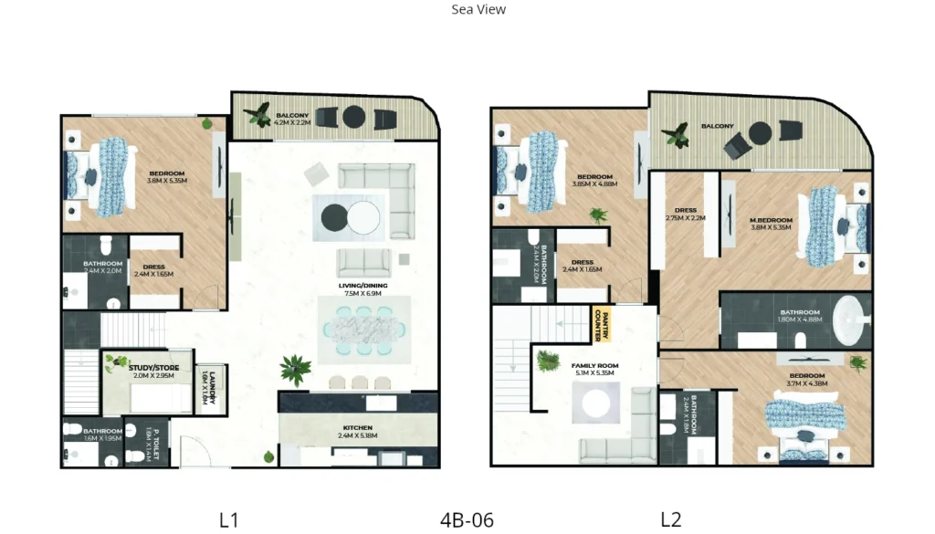 Hatimi by Fakhruddin Properties - 4B Duplex 06 Floor plan