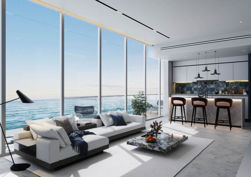 Hatimi by Fakhruddin Properties - Three Bedroom Apartment - kitchen & living room