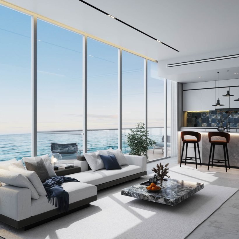 Hatimi by Fakhruddin Properties - Three Bedroom Apartment - kitchen & living room